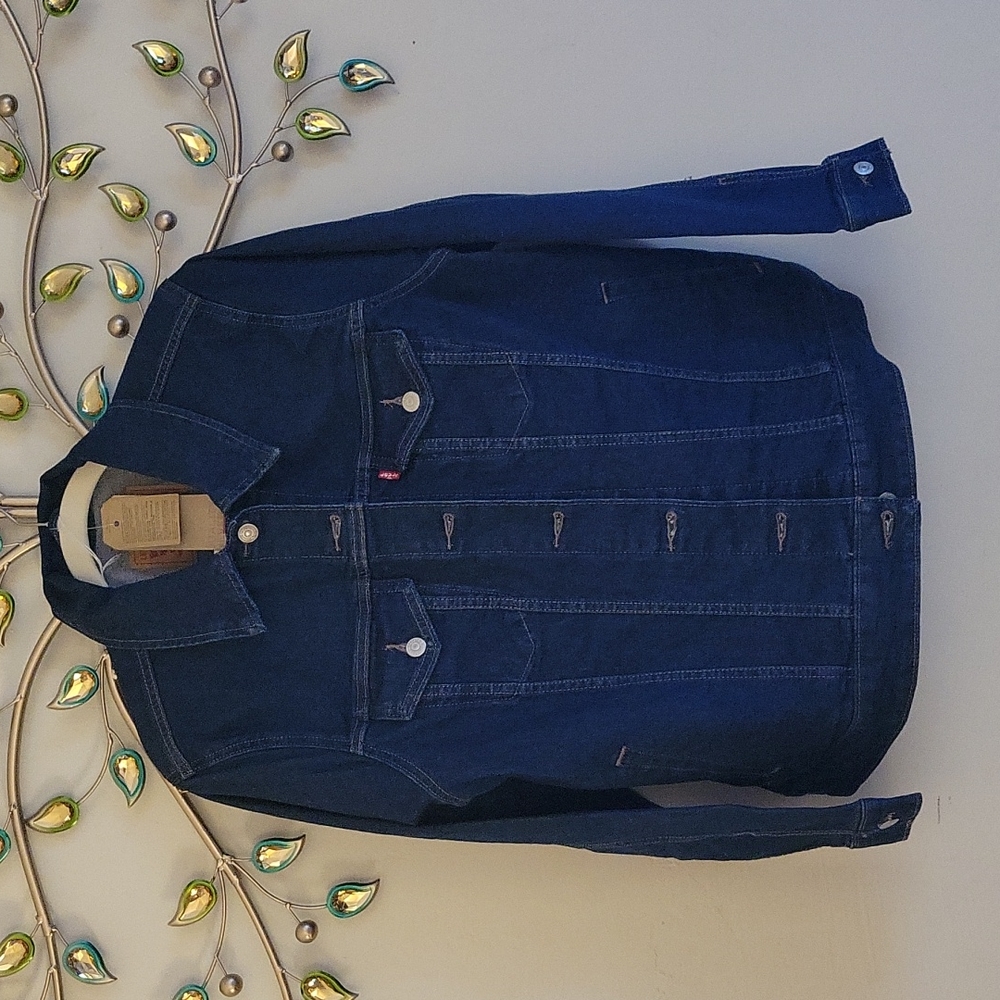 LEVI'S ORIGINAL TRUCKER JACKETS PLUS SIZE 1X (14-16) DARK BLUE